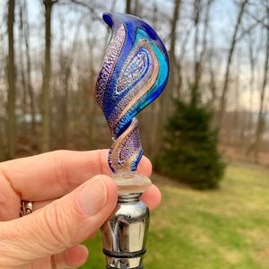 Swirled Art Glass Wine Stopper 5.5”